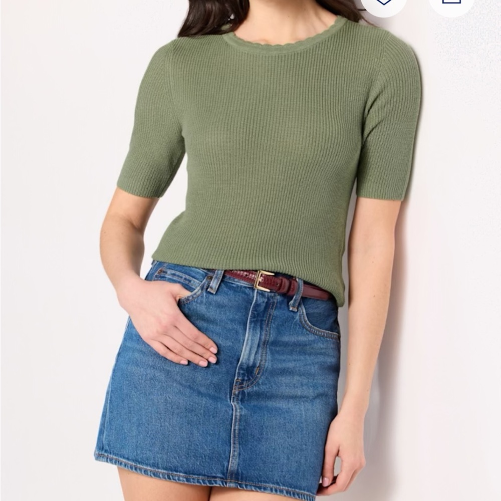 Olive Green Ribbed Knit Top
